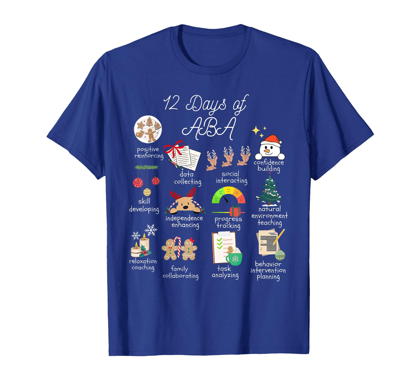 12 Days of ABA Therapist Behavior Analyst Christmas Holiday T-Shirt