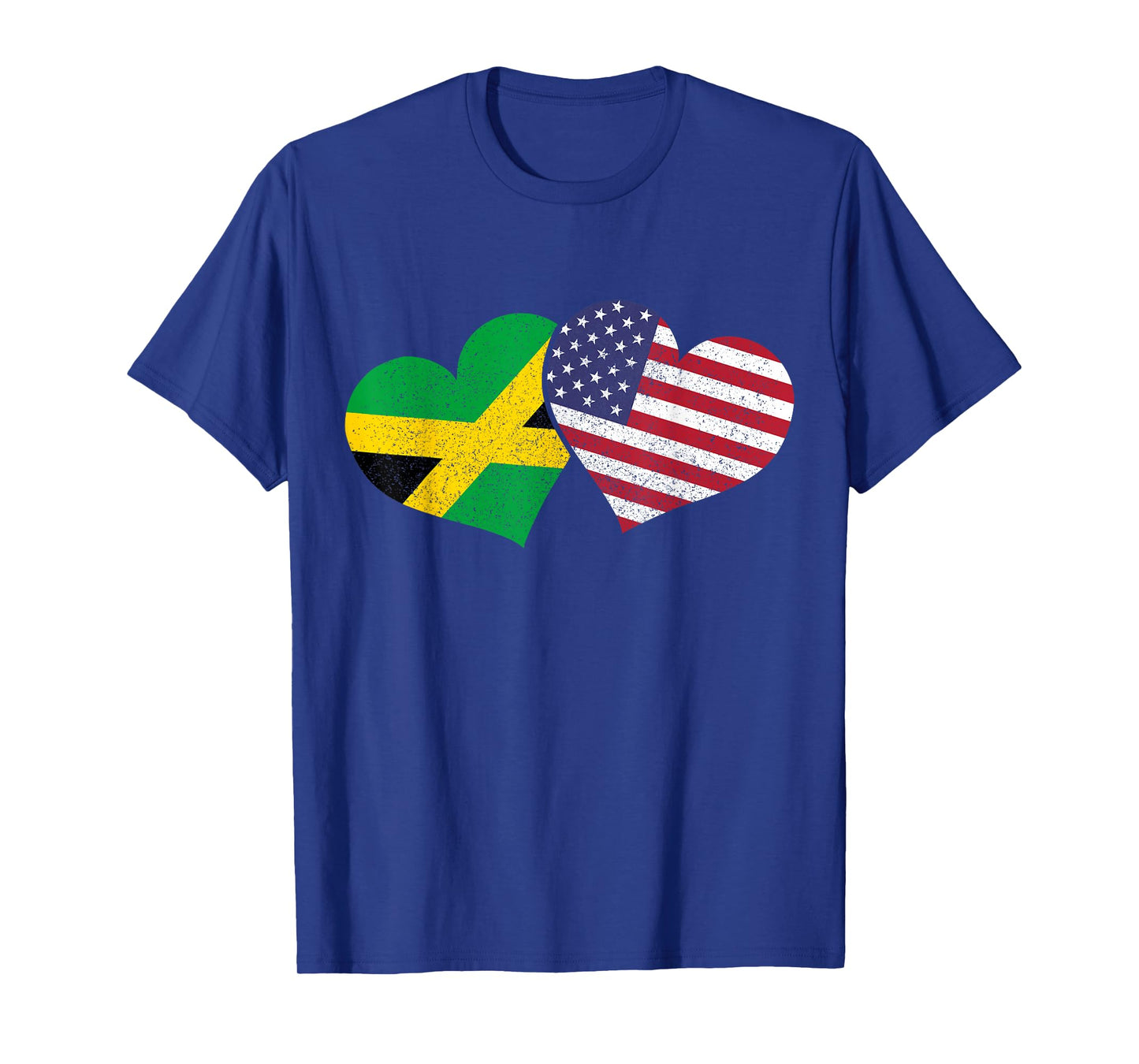 Jamaica Heart Jamaican Heritage USA American Flag Patriotic T-Shirt