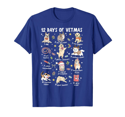 12 Days of Vermas Christmas Veterinary Medicine Vet Tech T-Shirt