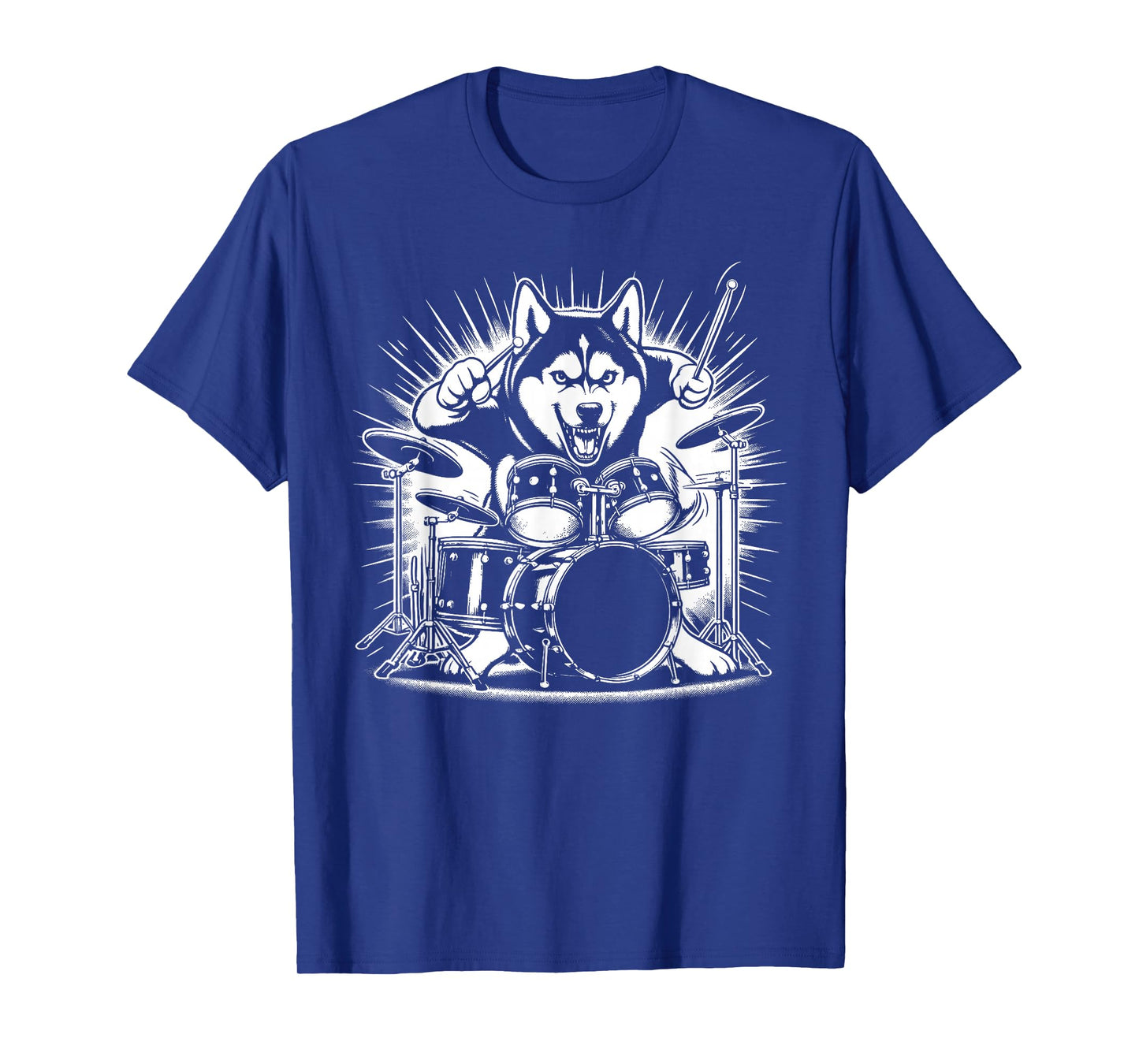 Drumming Husky Drummer Drums Music Rock Band T-Shirt
