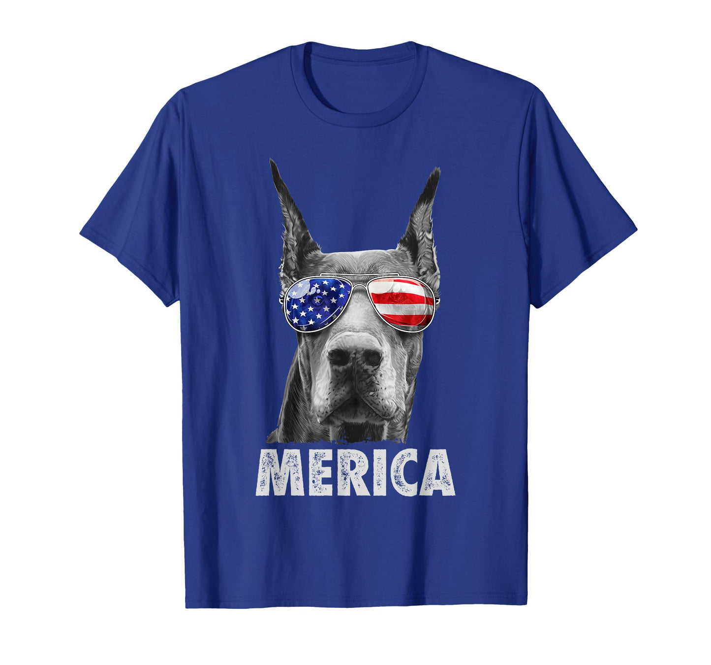 Doberman 4th of July Merica Men American Flag Sunglasses T-Shirt