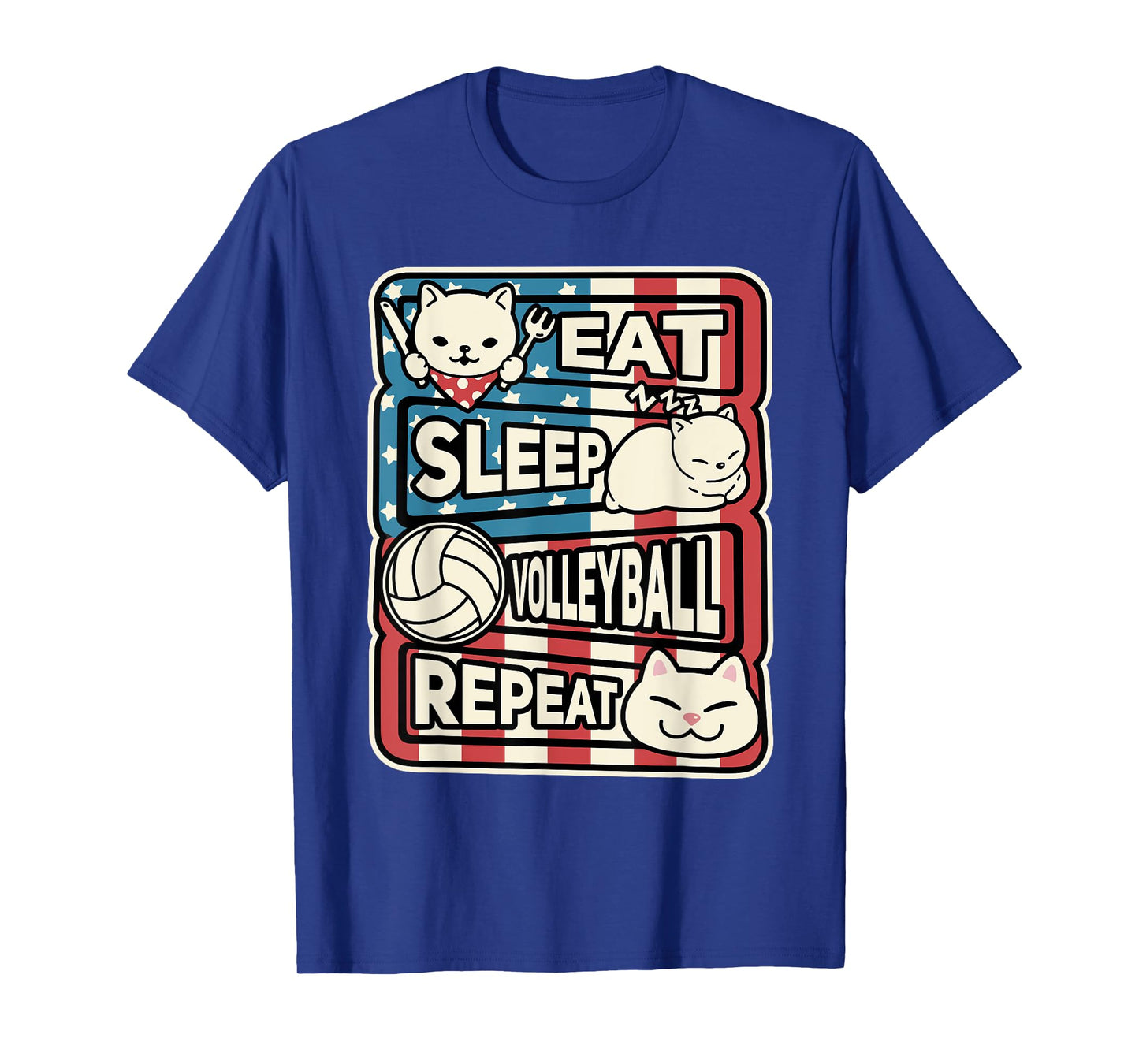Eat Sleep Volleyball Repeat Patriotic Cute Volleyball Outfit T-Shirt