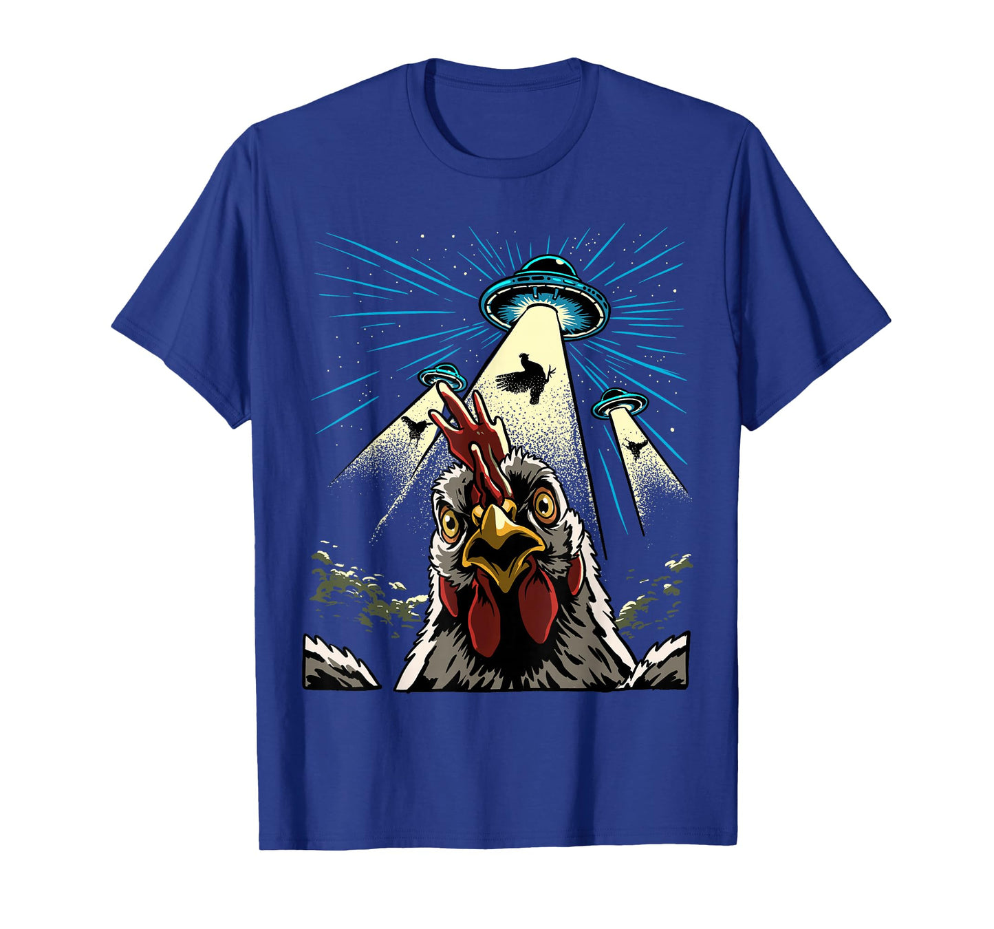 Alien Chicken Rooster UFO Abduction Funny Alien Sci-Fi T-Shirt