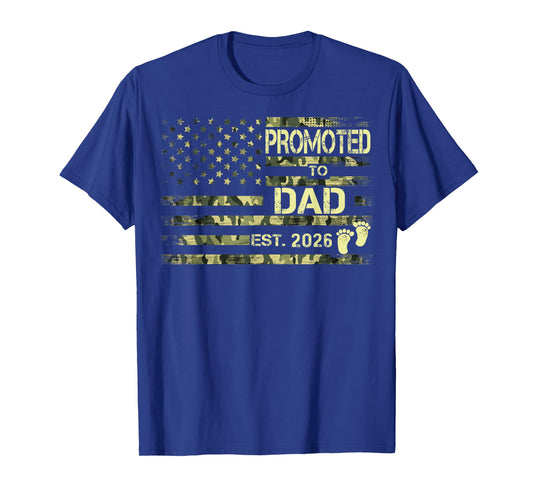 Promoted To Dad Est 2026 Pregnancy American Flag Camo Kids Men T-Shirt