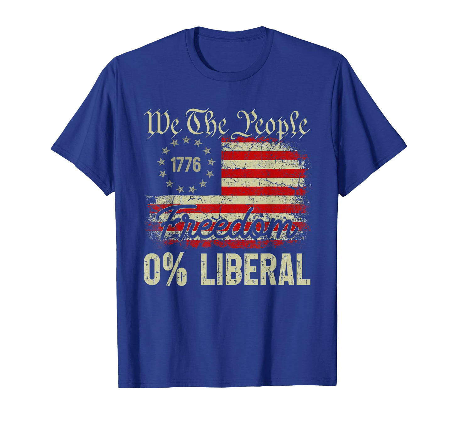 0% Liberal 100% American Zero Percent Liberal US Flag Retro T-Shirt