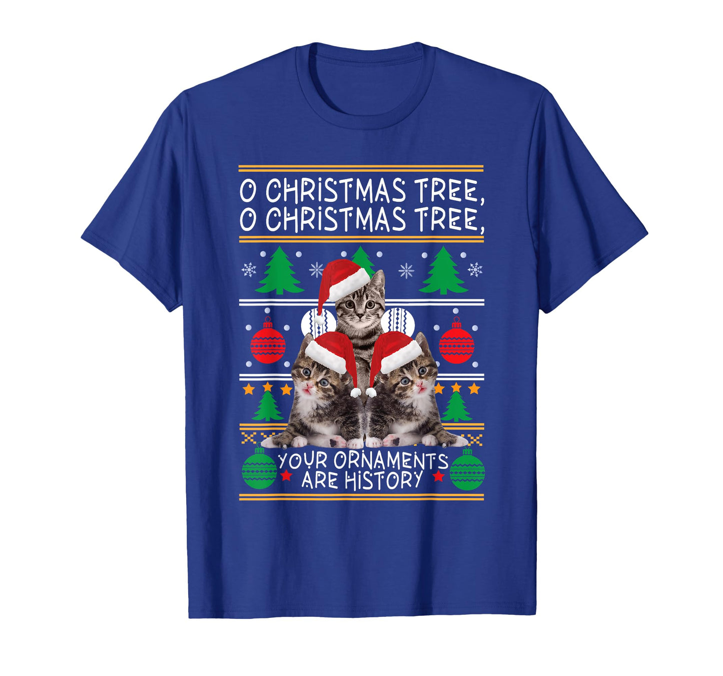 Cats Christmas Shirt Funny Ornaments Pajama Family Gift Tee T-Shirt