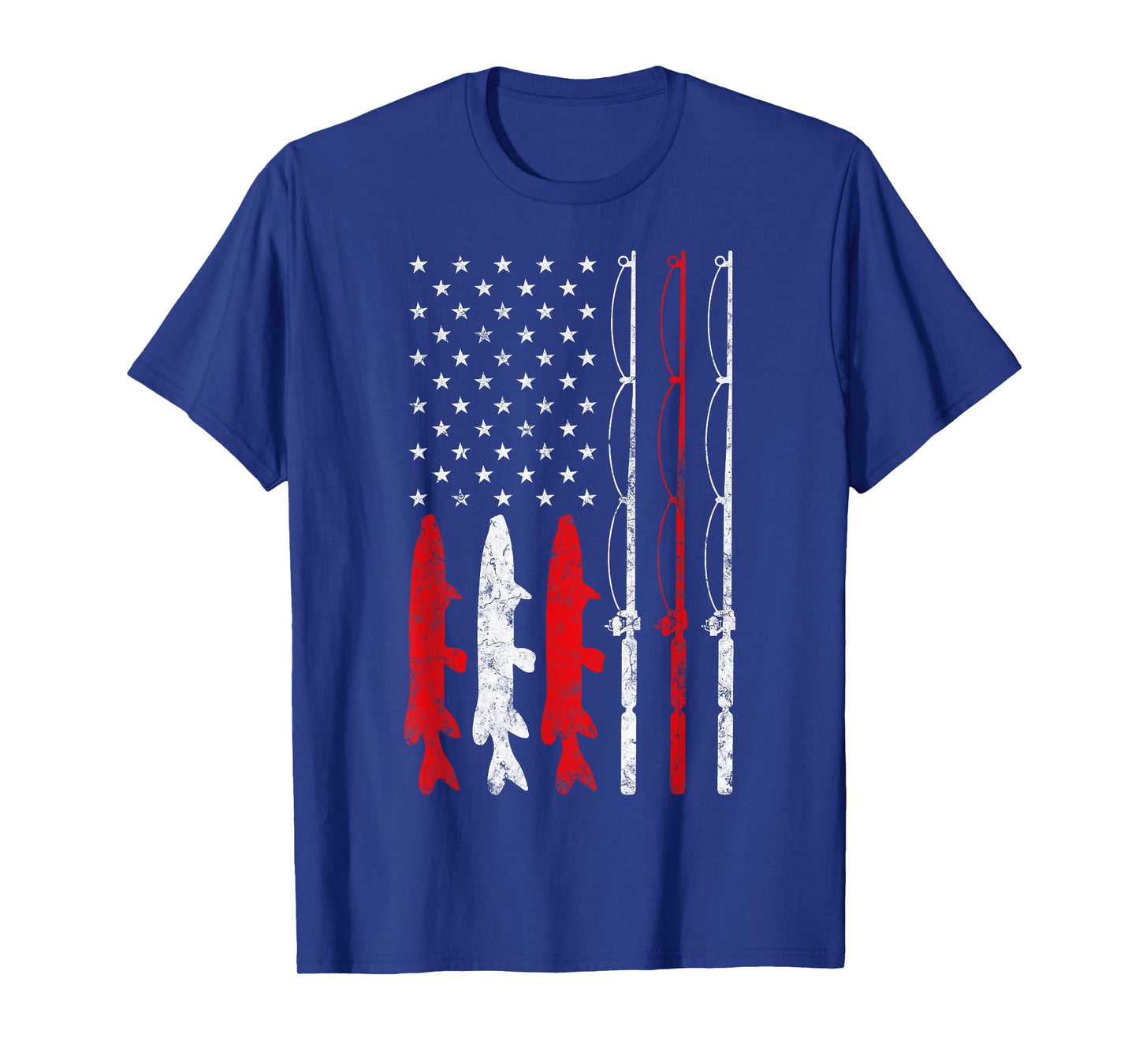 Fishing Rod American Flag Vintage Fishing Gift for Fisherman T-Shirt