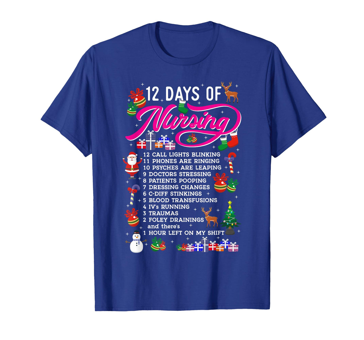 12 Days Of Nursing Merry Christmas Shirts For Women Xmas T-Shirt