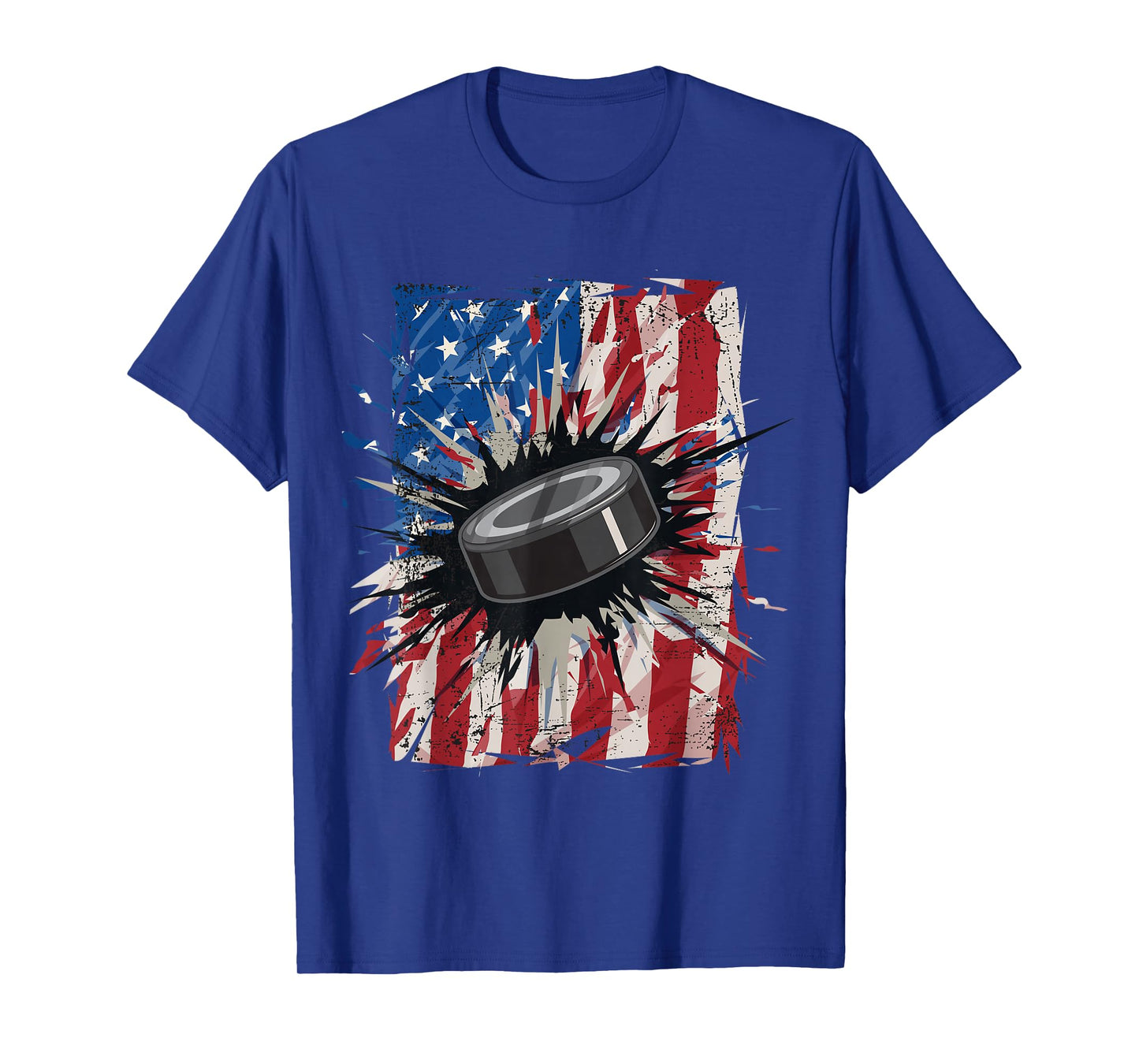 Patriotic Ice Hockey 4th of July Men USA American Flag Boys T-Shirt Small