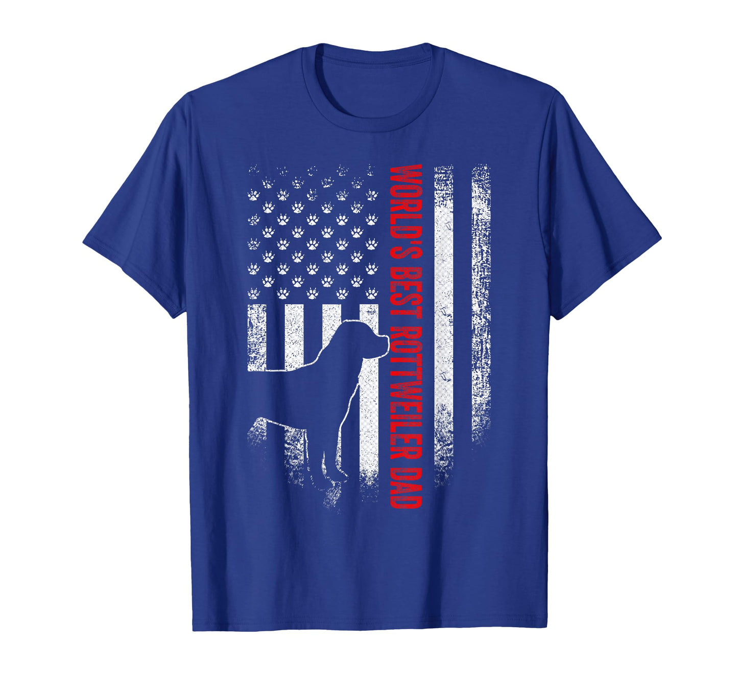 Vintage American Flag World's Best Rottweiler Dad Silhouette T-Shirt