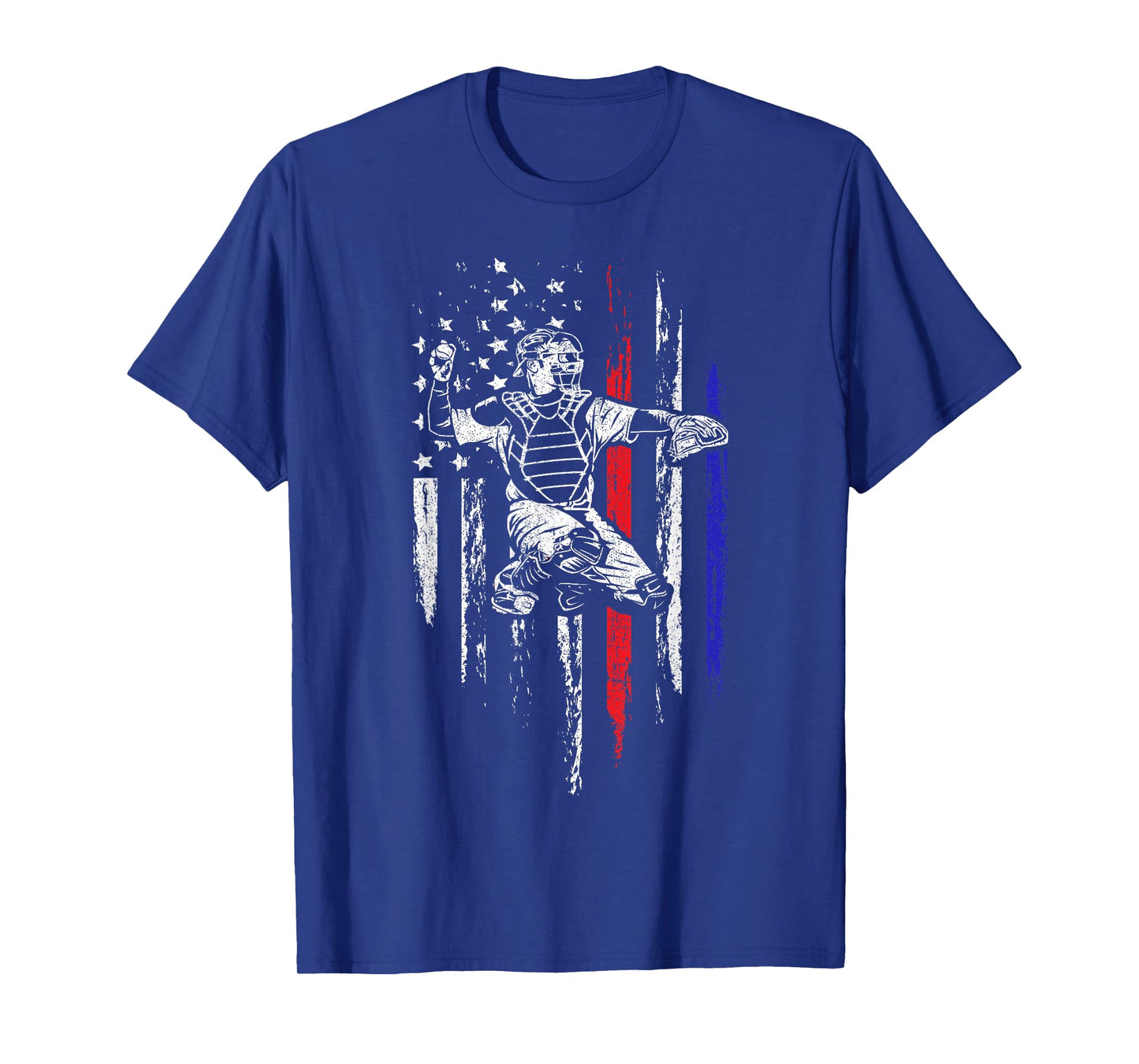 Baseball American Flag Patriotic Catcher 4th of July Gift T-Shirt
