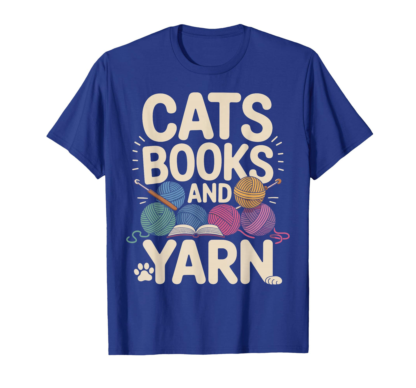 Cats Books And Yarn Crochet Funny Crocheting T-Shirt