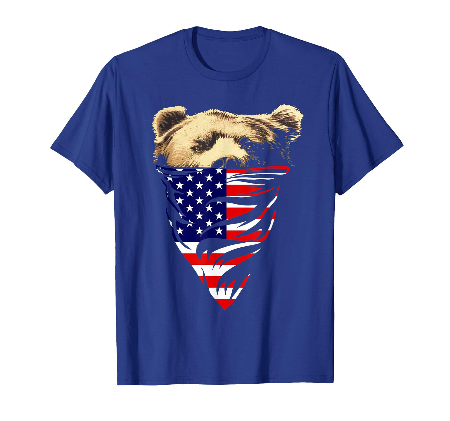 American USA Flag Patriot Bandana Bear Women Men T-Shirt