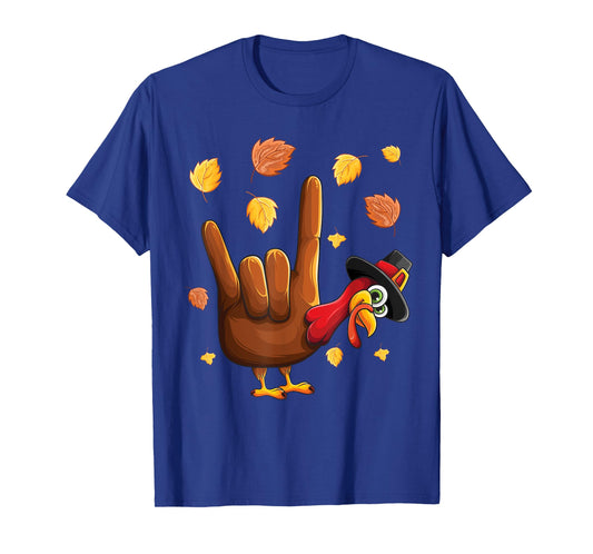 ASL Tukey American Sign Language I Love You Thanksgiving T-Shirt