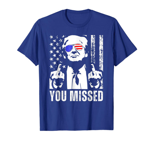 You Missed Trump 2024 US American Flag Funny (Front) T-Shirt