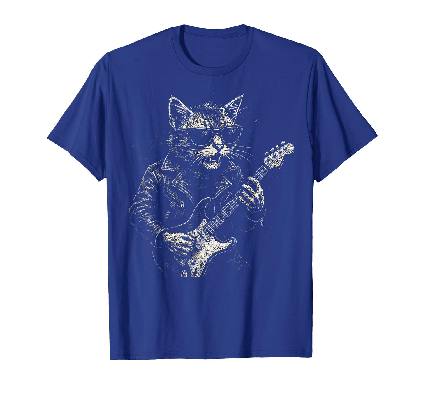 Retro Cat Rock Music Men Kids Women Funny Cat T-Shirt