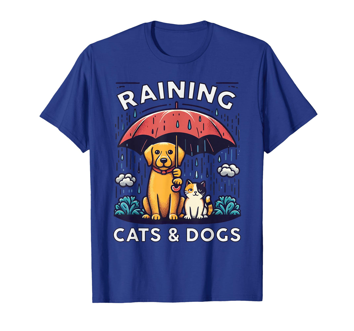 Raining Cats and Dogs Canine Feline Puppy Kitty Animal Idiom T-Shirt