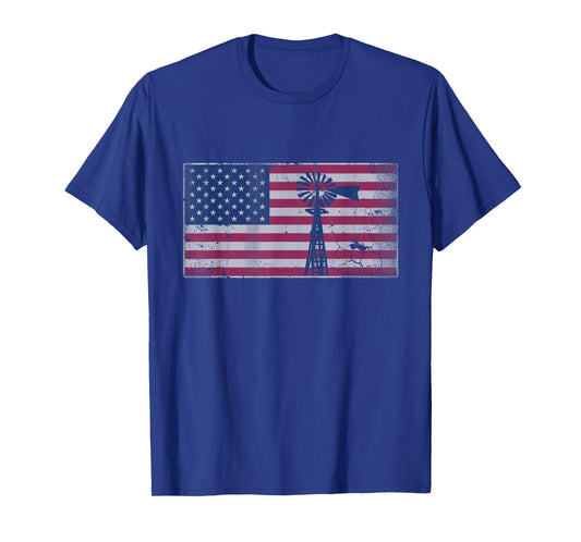 American Flag Windmill T-Shirt 4th of July USA Shirt T-Shirt