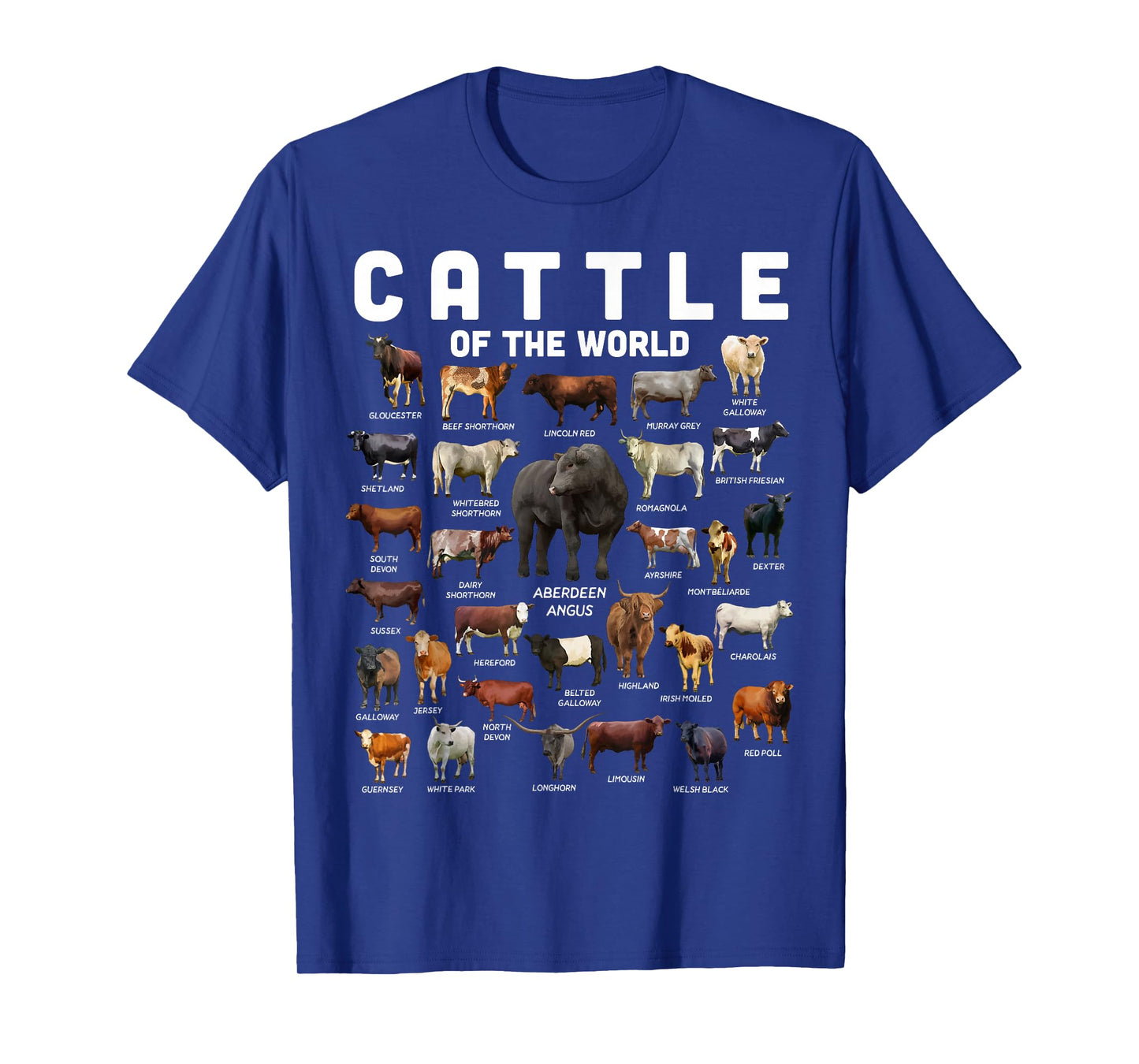 Cow Shirt Cattle Of The World Types Of Cows Funny Farmer T-Shirt