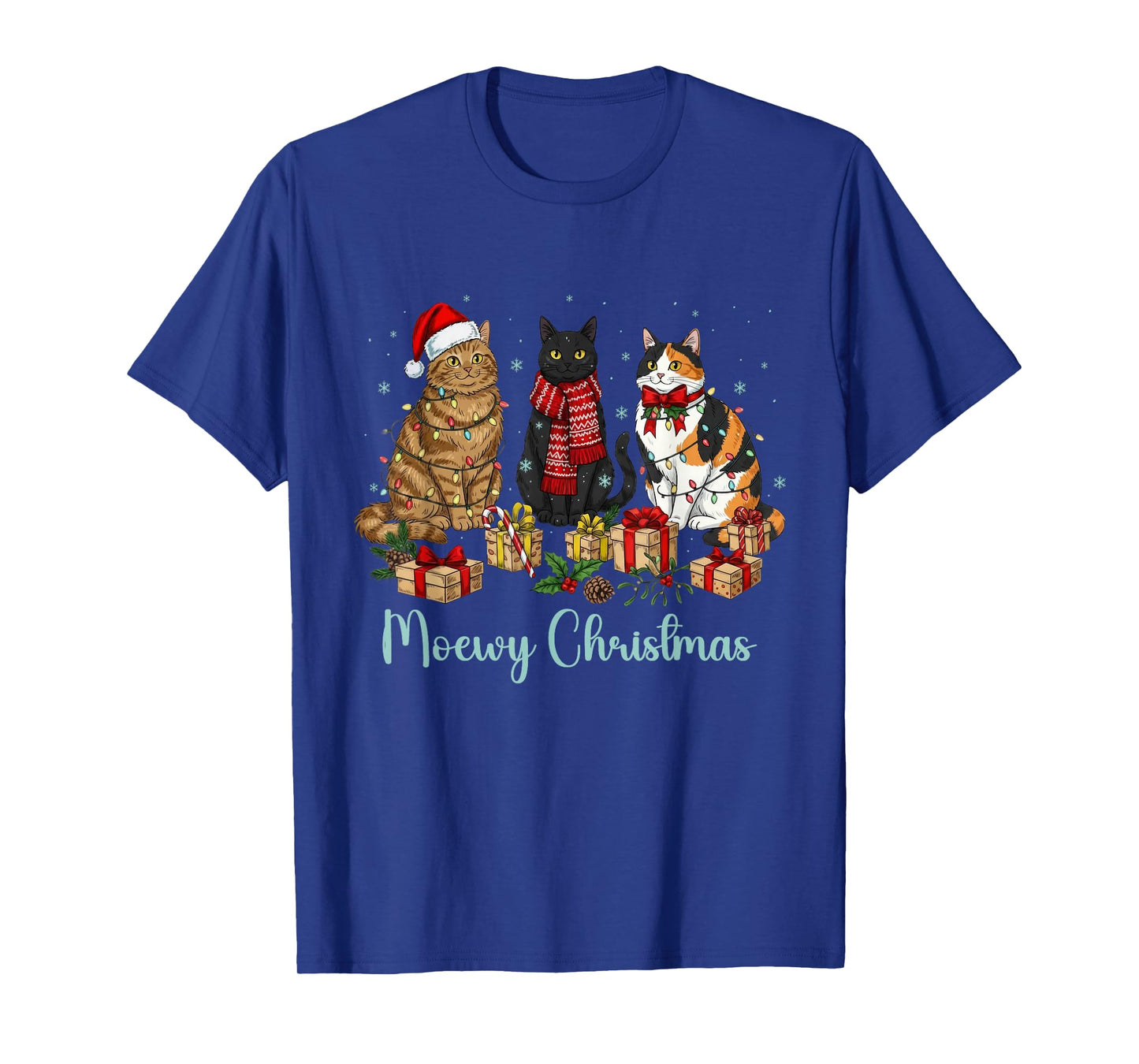 Moewy Christmas Cute Cat Santa Hat Xmas Women Girl T-Shirt