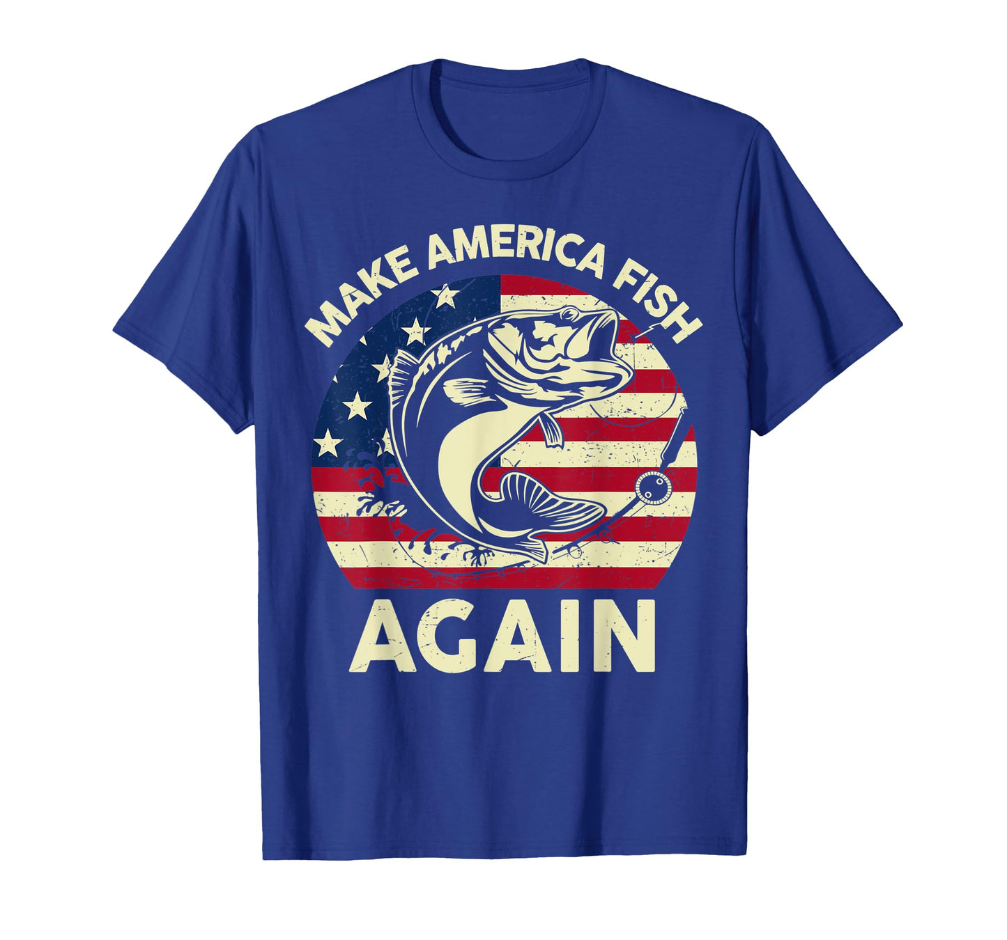 Mens Make America Fishing Again Shirt 4th of July Funny Bass Fish T-Shirt