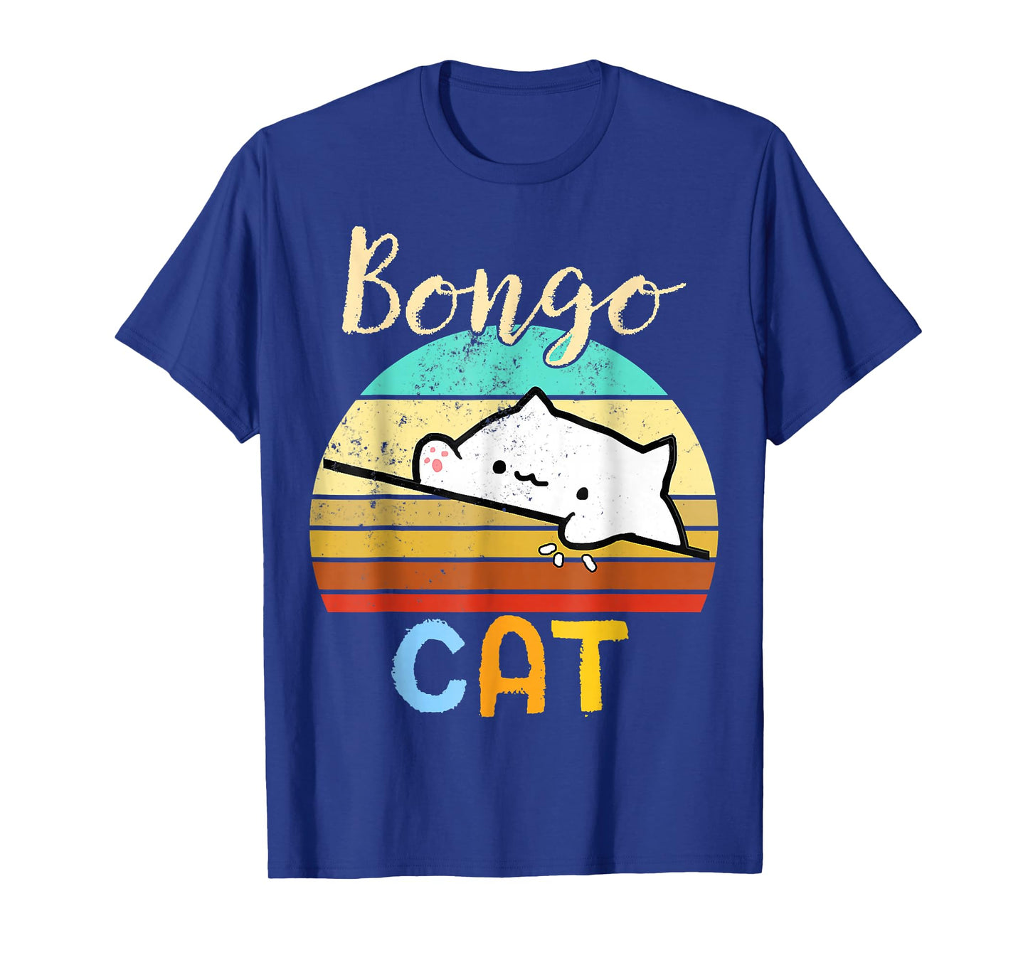 vintage sunset Bongo Cat cute Gamer meme gift T-Shirt