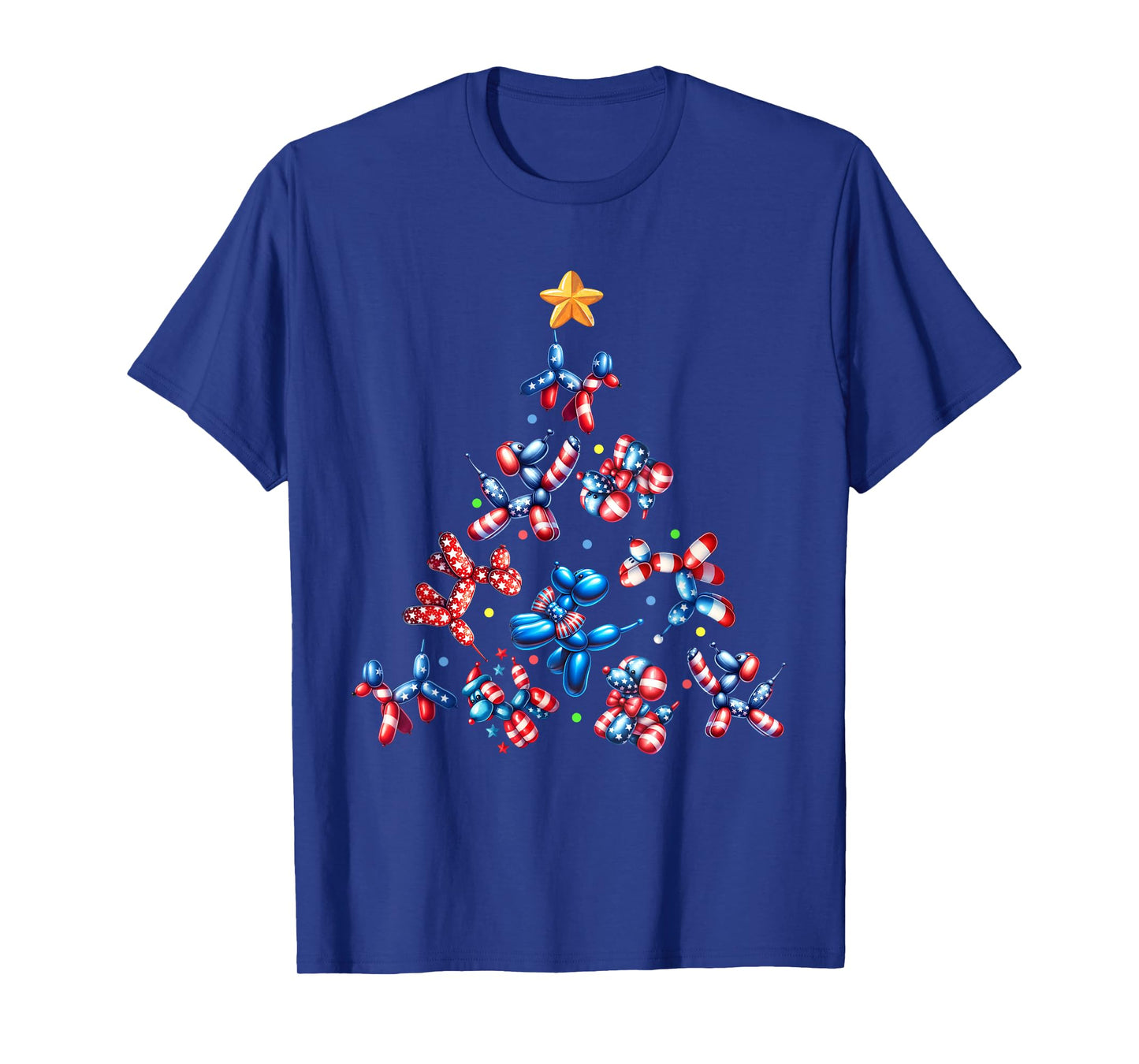 American Flag Dog Christmas Tree Animals Balloon Lover Men T-Shirt
