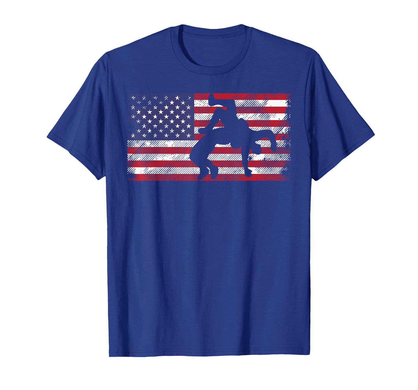 Distressed American Flag Wrestling Wrestler Women Men Kids T-Shirt