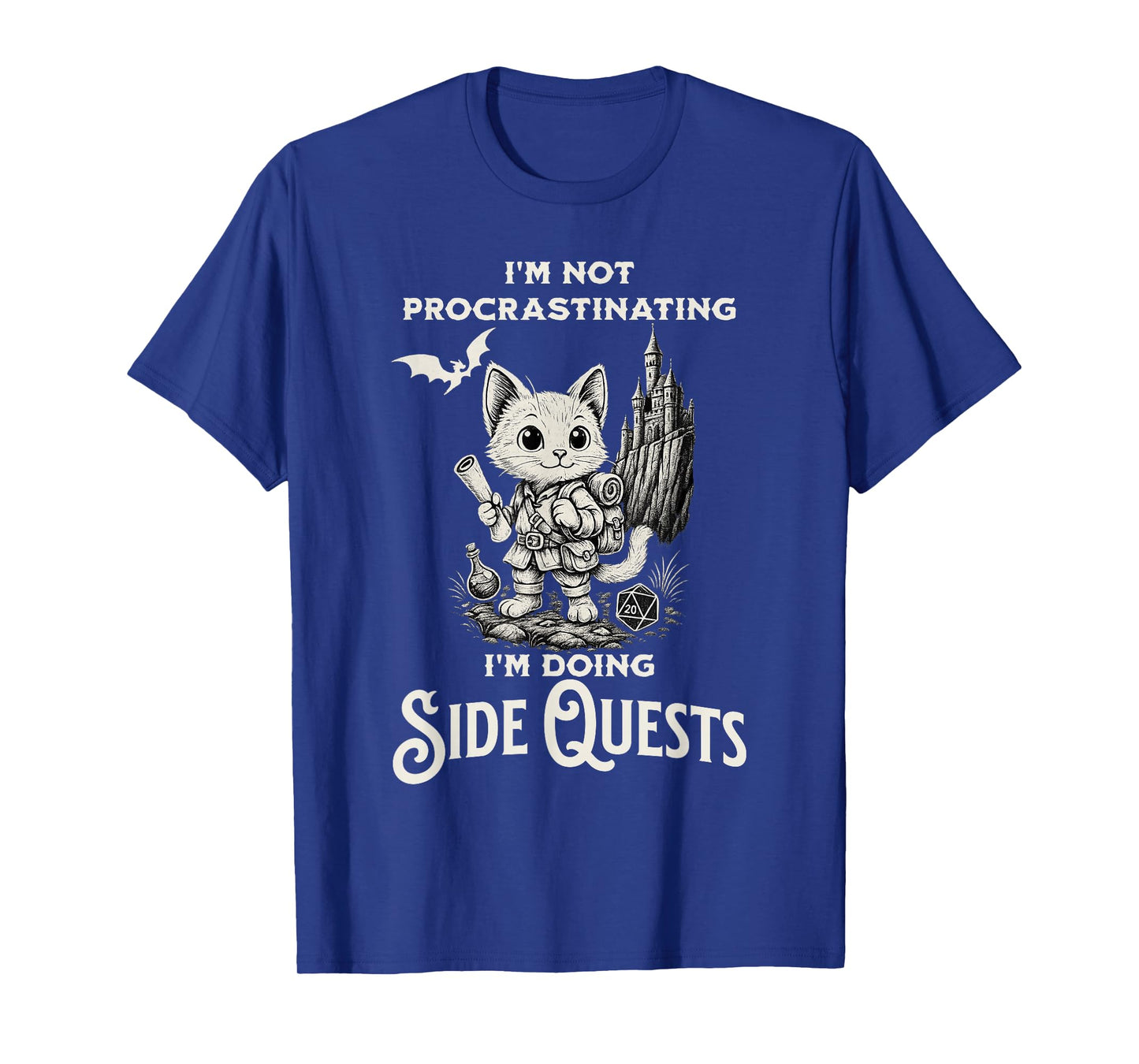 I'm Not Procrastinating I'm Doing Side Quests RPG Gamer Cat T-Shirt