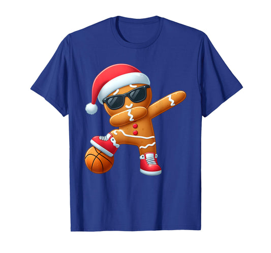 Christmas Dabbing Gingerbread Santa Hat Basketball Pajama T-Shirt