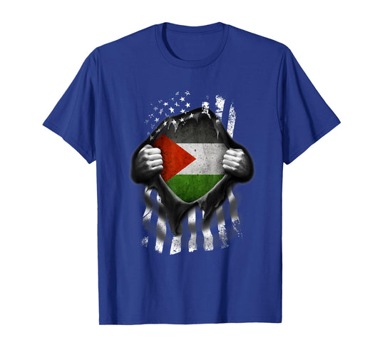 Palestinian American Flag T Shirt. Palestine National Flag T-Shirt