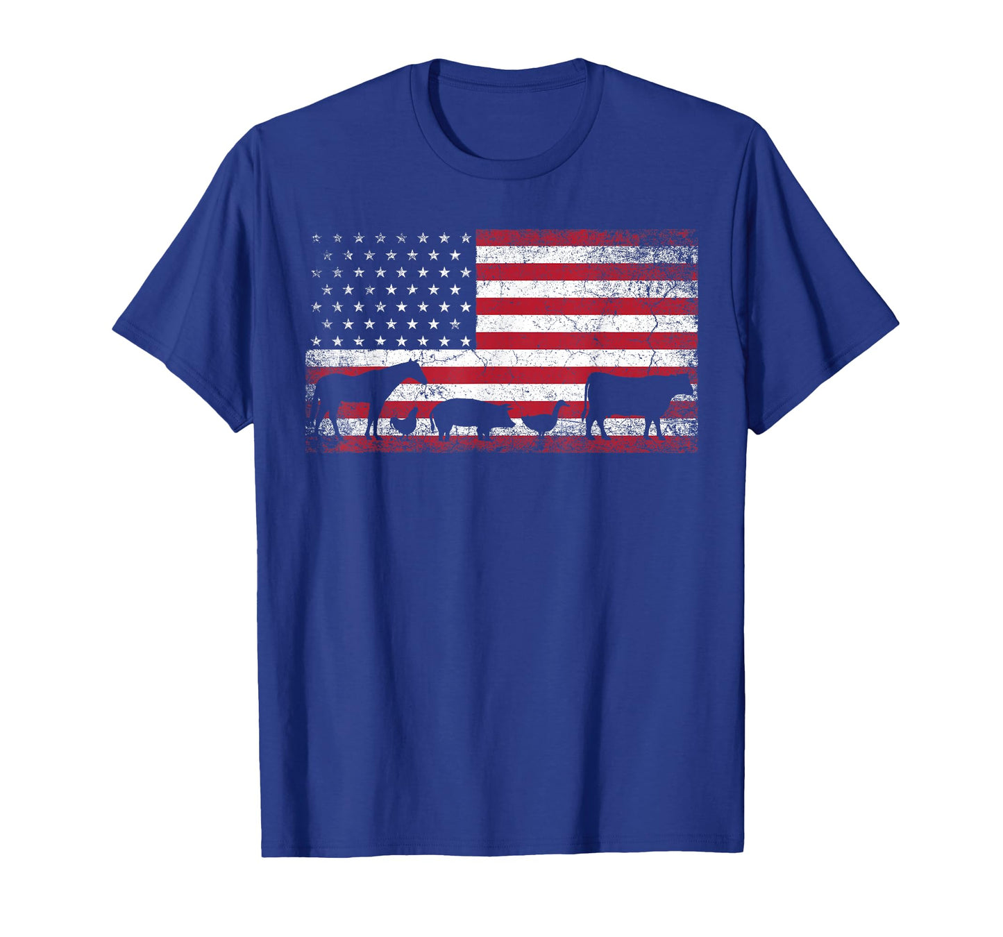 American Flag 4th of July Chicken Horse Cow Pig Farm Gift T-Shirt