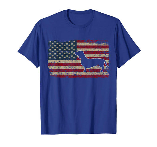 Dachshund America Flag Patriotic Weiner Dog Gift T-Shirt Small