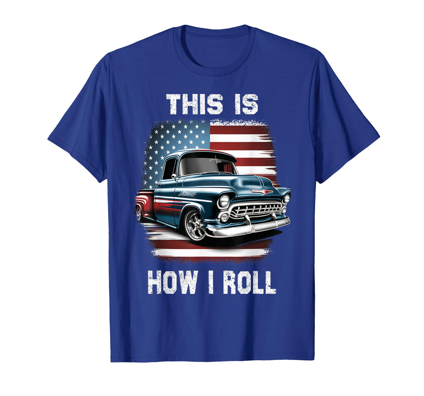 Classic Old Pickup Truck American Flag 4th of July Patriotic T-Shirt