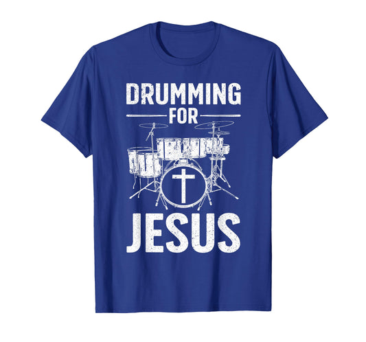 Best Drumming Art for Men Women Drummer Drum Drumming Jesus T-Shirt Small