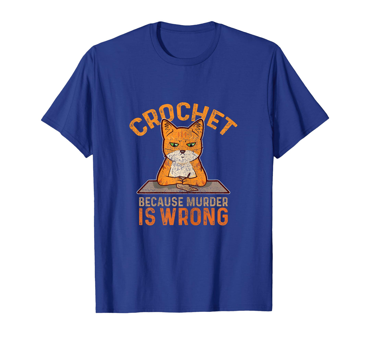 Crochet Because Murder is Wrong Crochet Knitting Funny Cat Women T-Shirt