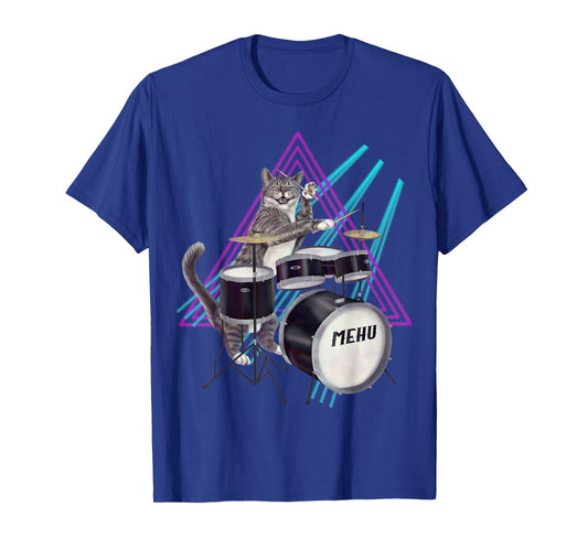 Drummer cat - Rock kitty on a drum set T-Shirt
