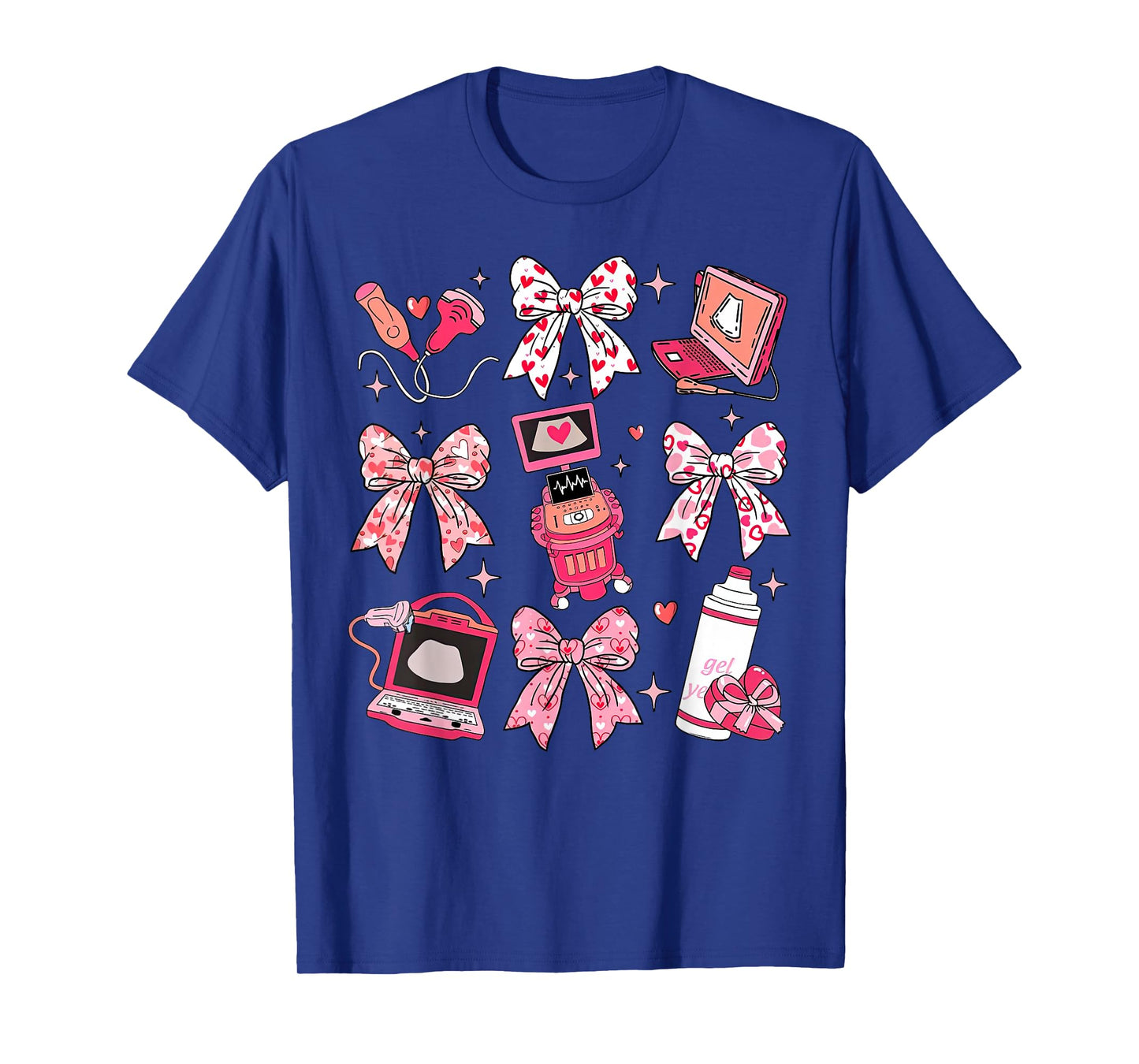 Coquette Bow Sonographer Valentine Ultrasound Tech OB Tech T-Shirt