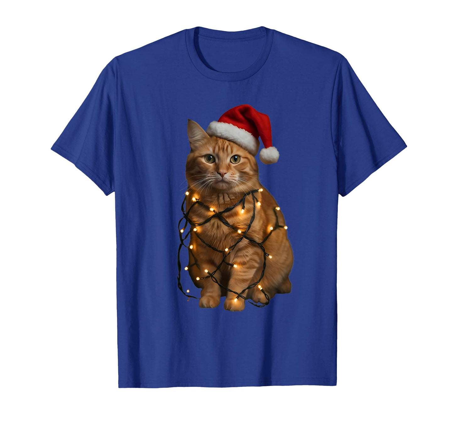Orange Tabby Cat Christmas Lights Funny Santa Holiday Cats T-Shirt