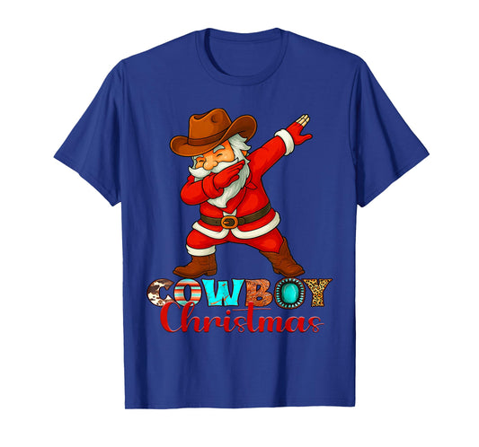 Cowboy Christmas Santa Dabbing Xmas Men Women Kids Outfit T-Shirt