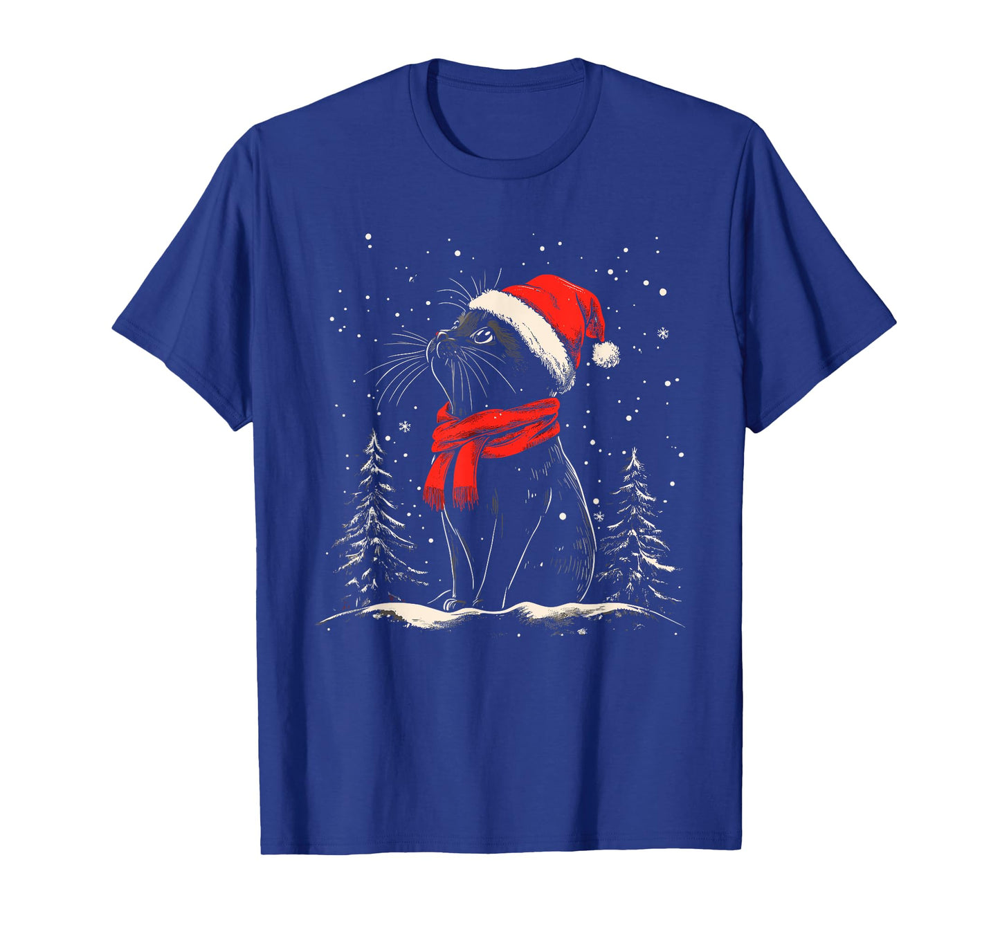 Black Cat Santa Hat Christmas Xmas Kitten T-Shirt