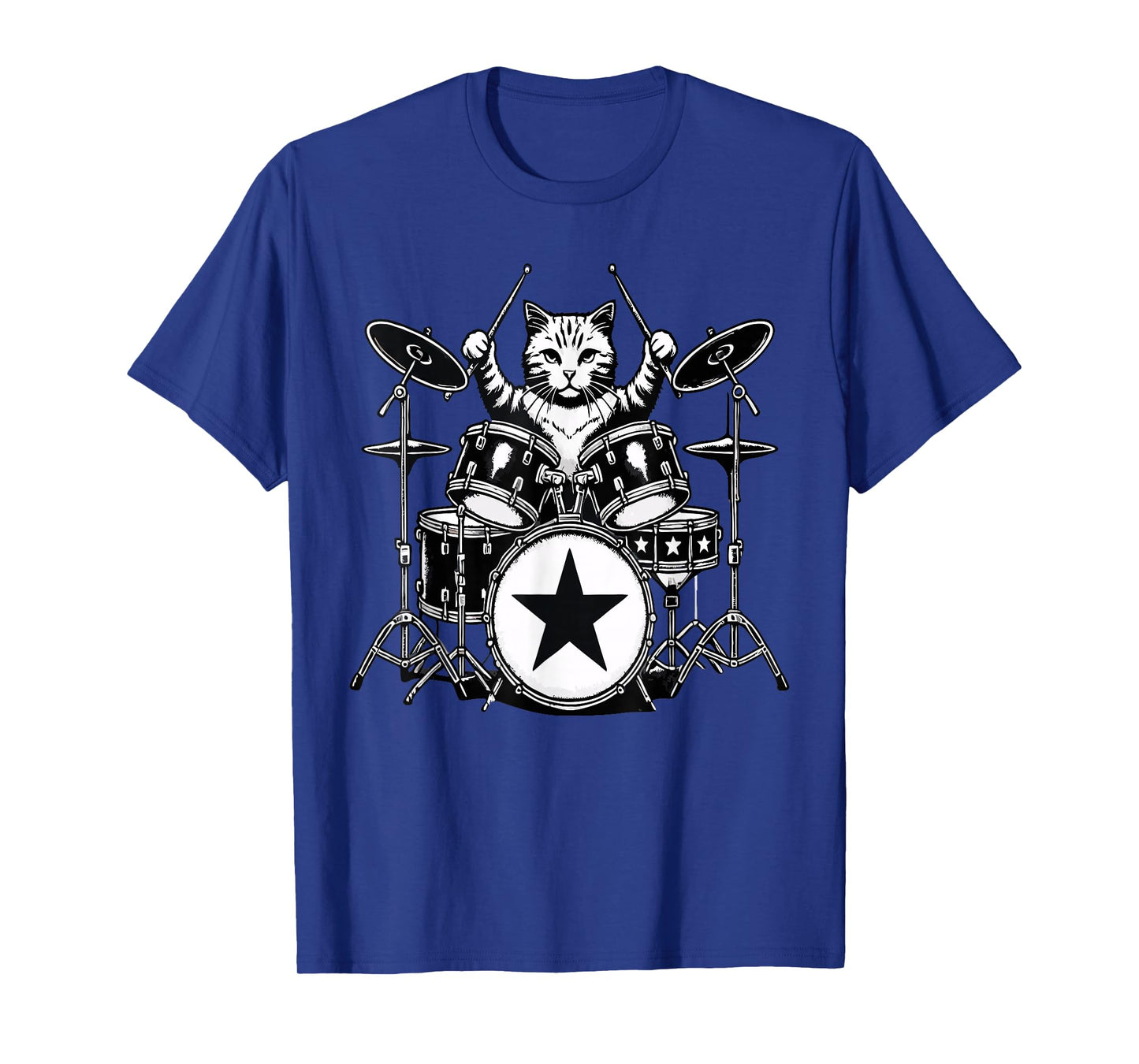 Punk Rockstar Kitten Kitty Cat Drummer Playing Drums Graphic T-Shirt