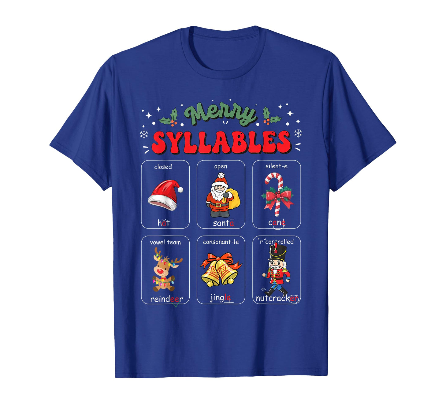 Merry Syllables Xmas Phonics Reading Teacher Holiday Pajamas T-Shirt