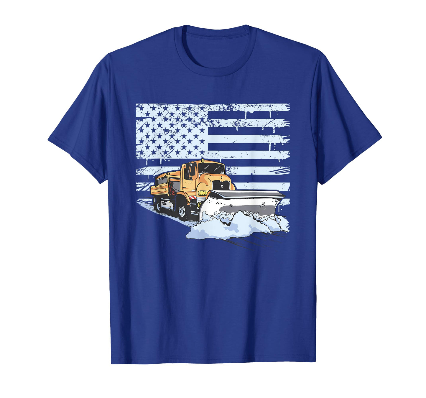 Snow Plow Truck Us Flag Snow Plow Driver T-Shirt