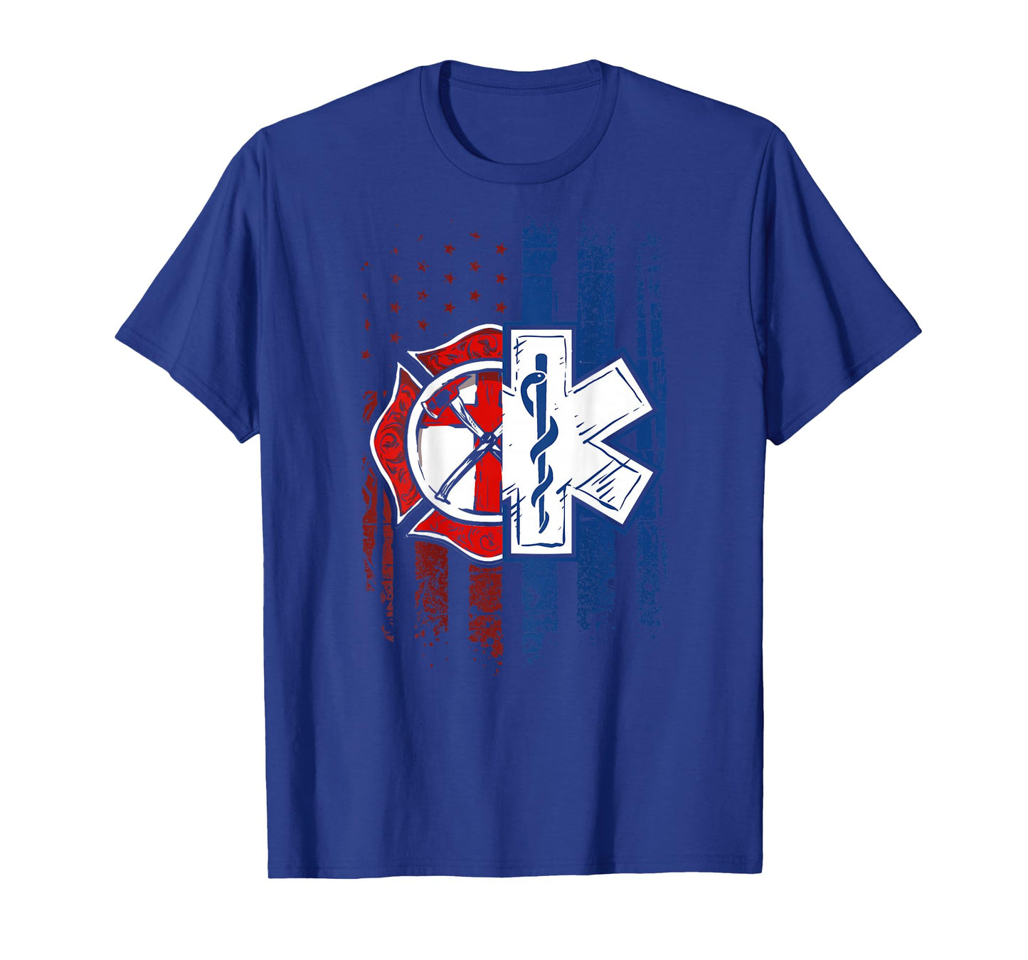 Patriotic Paramedic Firefighter EMT USA Flag EMS T-Shirt