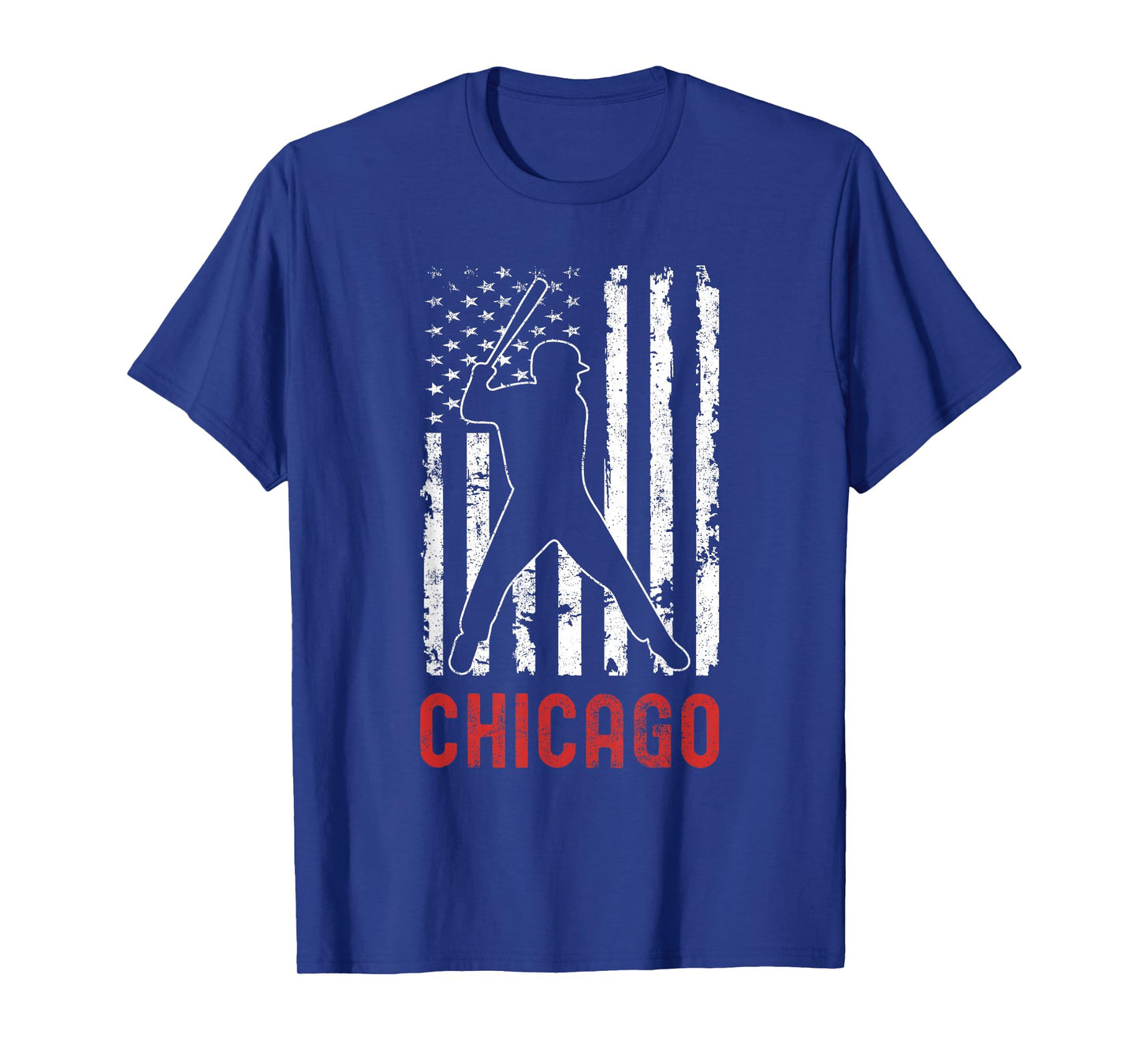 Chicago Illinois American Flag Baseball Weathered T-Shirt