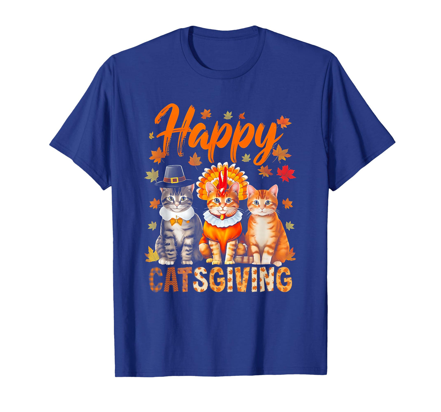 Happy Catsgiving Cute Thanksgiving Cat Wears Pilgrim Hat T-Shirt