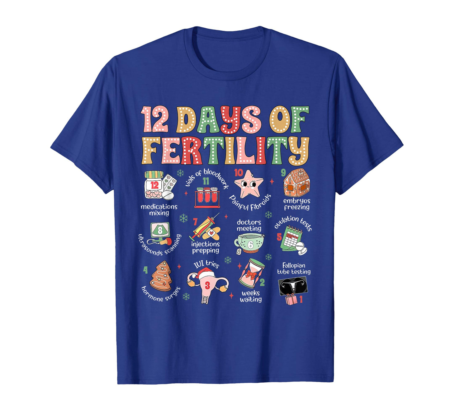 12 Days of Fertility IVF Nurse Christmas OB GYN Transfer Day T-Shirt