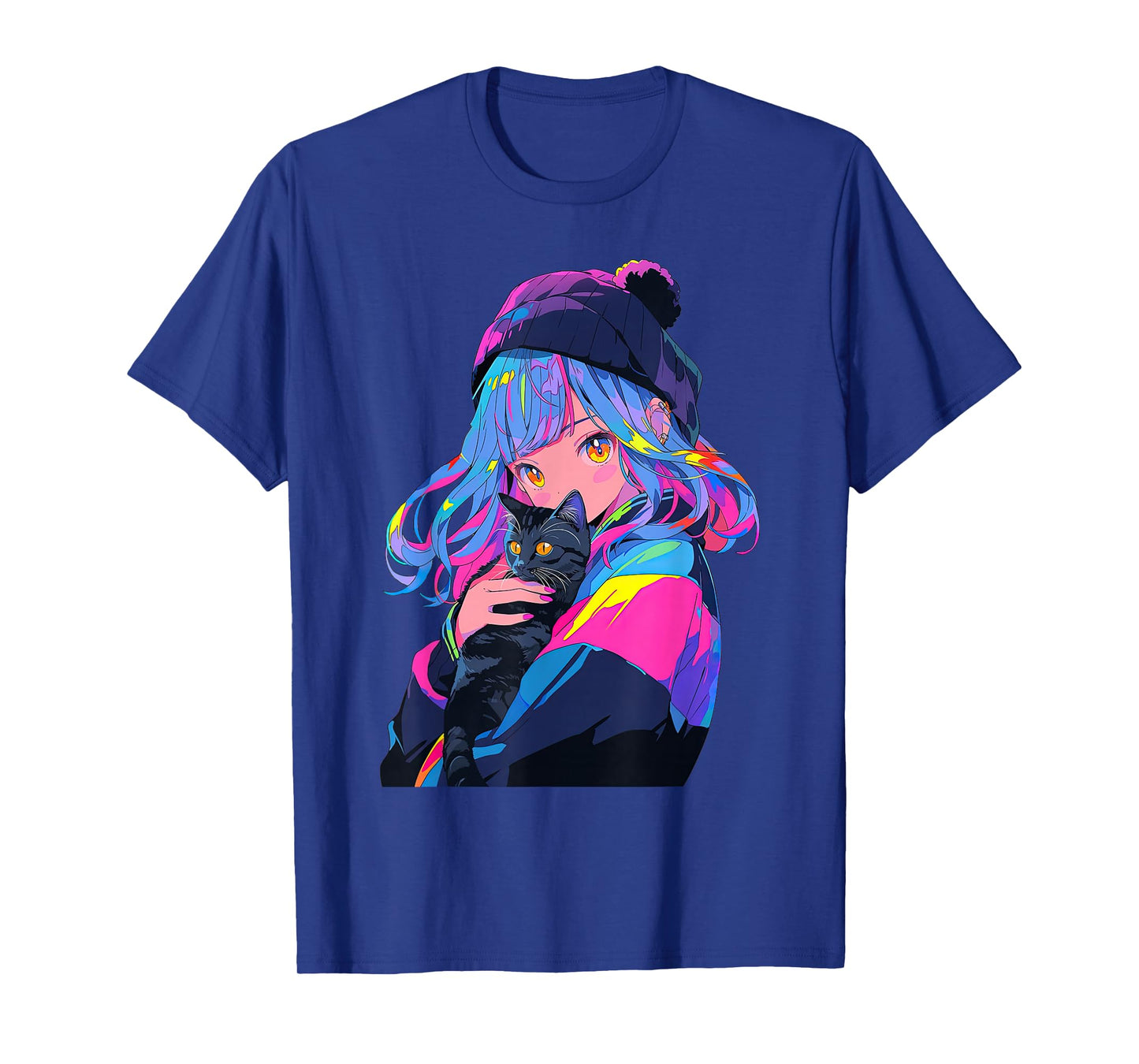 Anime and Cats Manga Girl with a Cat Anime Lover T-Shirt