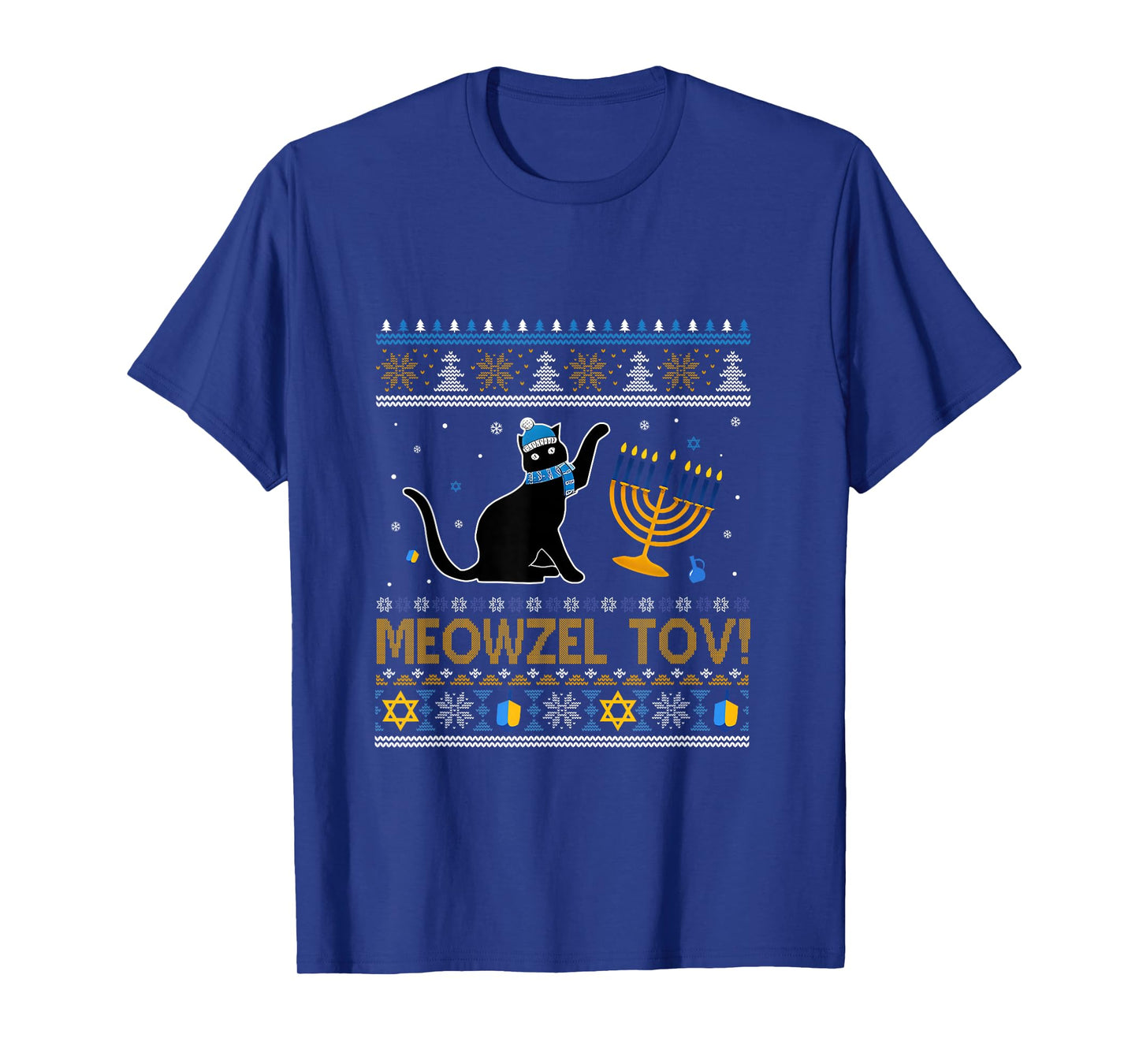 Meowzel Tov Black Cat Funny Hanukkah Chanukah Men Women Kids T-Shirt